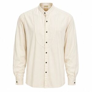 Wahmaker Frontier Clothing Mens XXL Bib Front Shirt Cream Cotton Band Collar